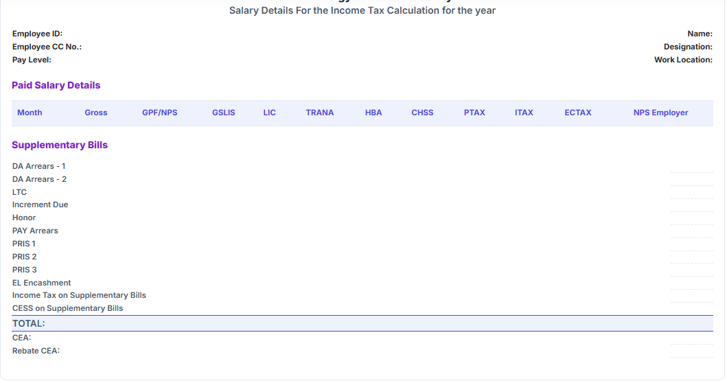 Paid Salary Details
